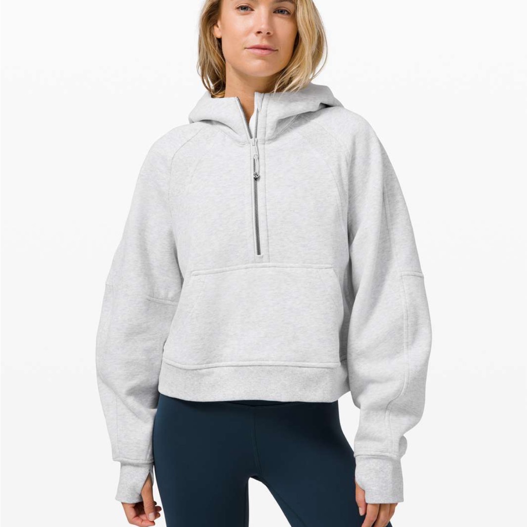Lululemon Scuba Oversized 1/2 Zip Hoodie Heathered Core Ultra Light Grey